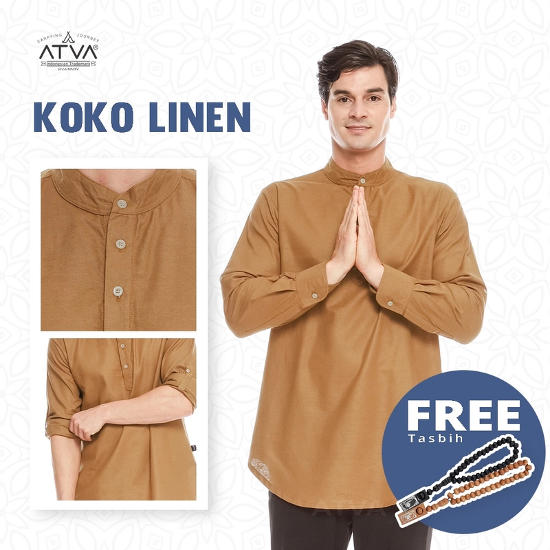 Product image ATVA Baju Koko Pria Linen Tangan Panjang Warna Teracota L all variant